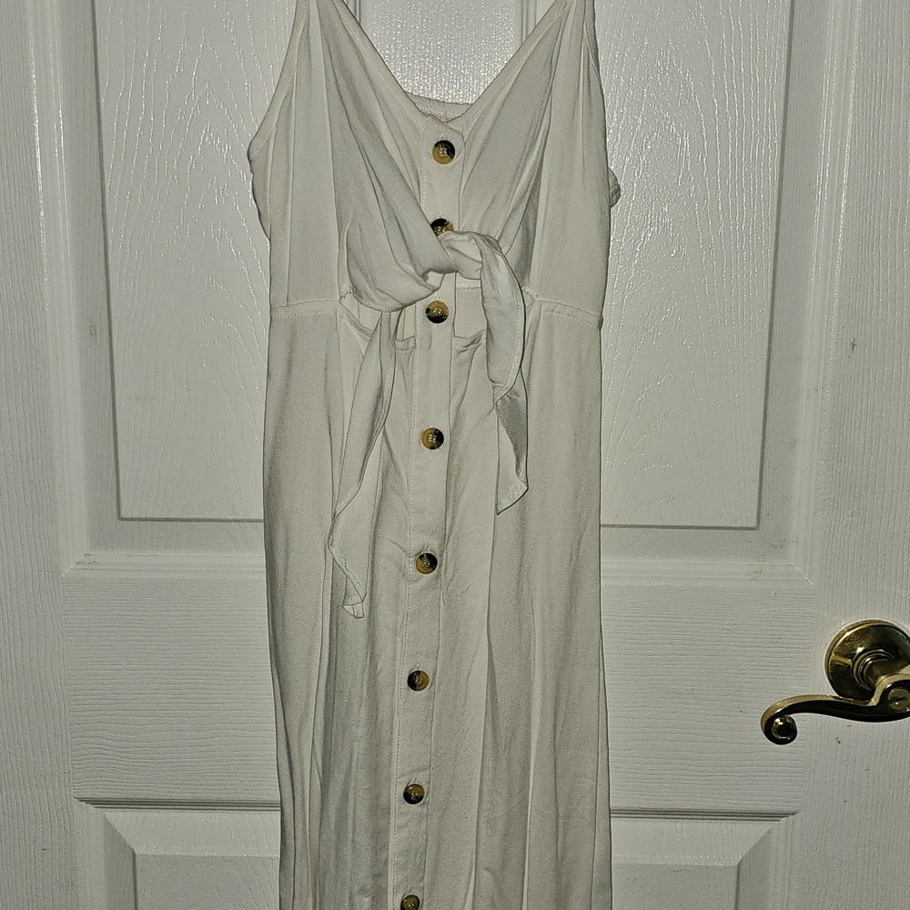 Mimi Chica White Button-Front Midi Dress